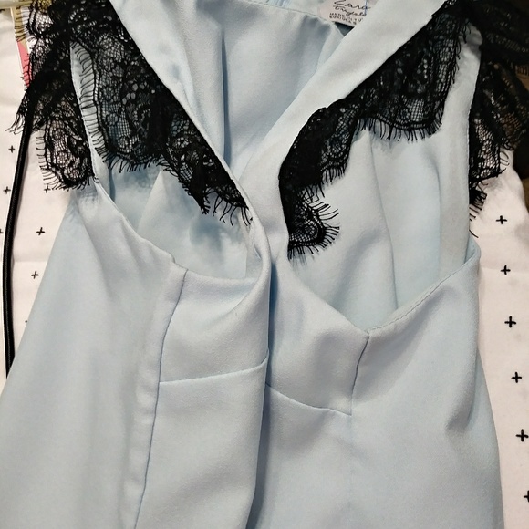 Zara Light Blue Mini Shift Dress sz S - Picture 6 of 8